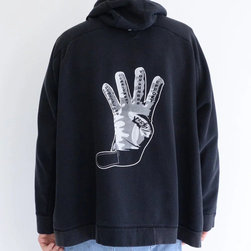 Russell Athletic Black Hargrave Football Hooded Pullover Sweatshirt Size 3XL